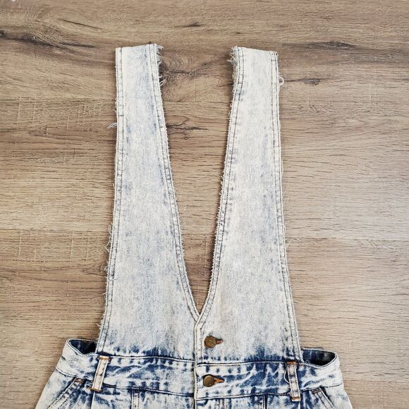 Vtg 80s G Pellini Acid Wash High Rise Pleated Denim Overalls Shortalls Mom Jeans - Picture 14 of 16